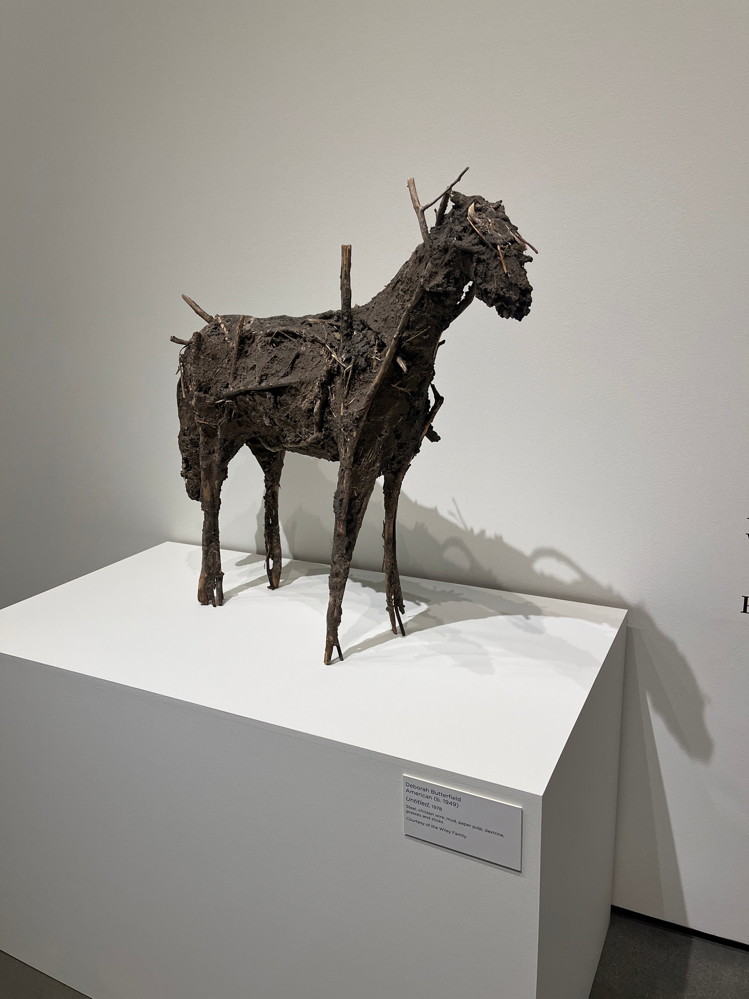 mud and stick sculpture of a horse