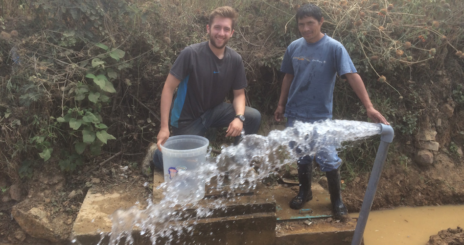 Civil engineering major Nicolas Dante Dilliott rebuilding a community water system in Peru.