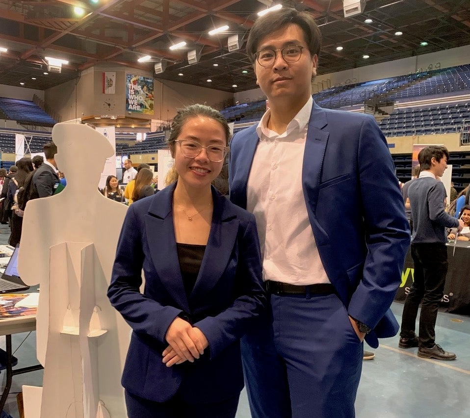 Kevin Le and Cattien Le, attendees at the Career Fair, were dressed to impress (Salvador Cruz/UC Davis).