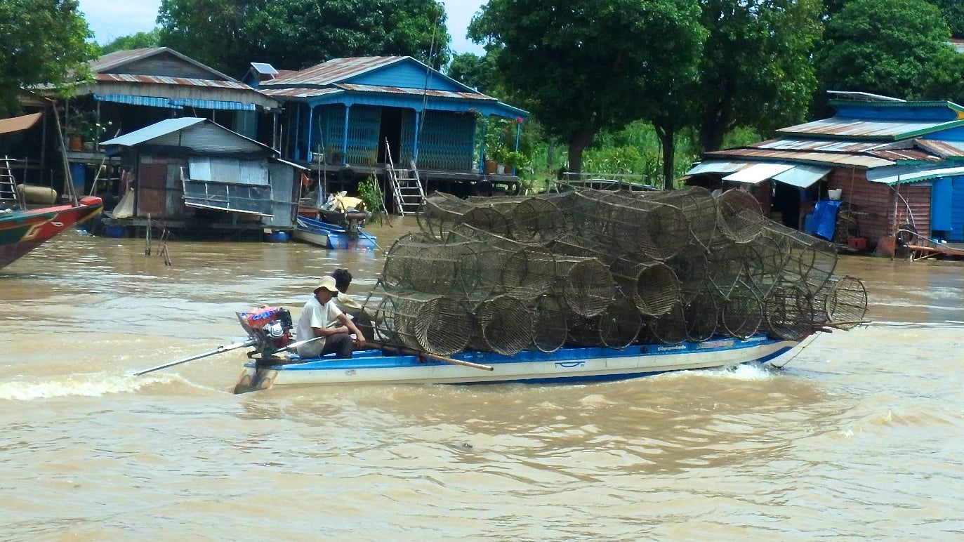 boat carrying crab traps