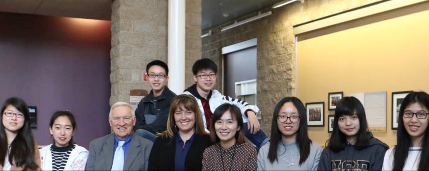 A group of students from China pose at the Western Institute for Food Safety and Security