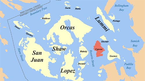 Map of the Salish Sea and islands