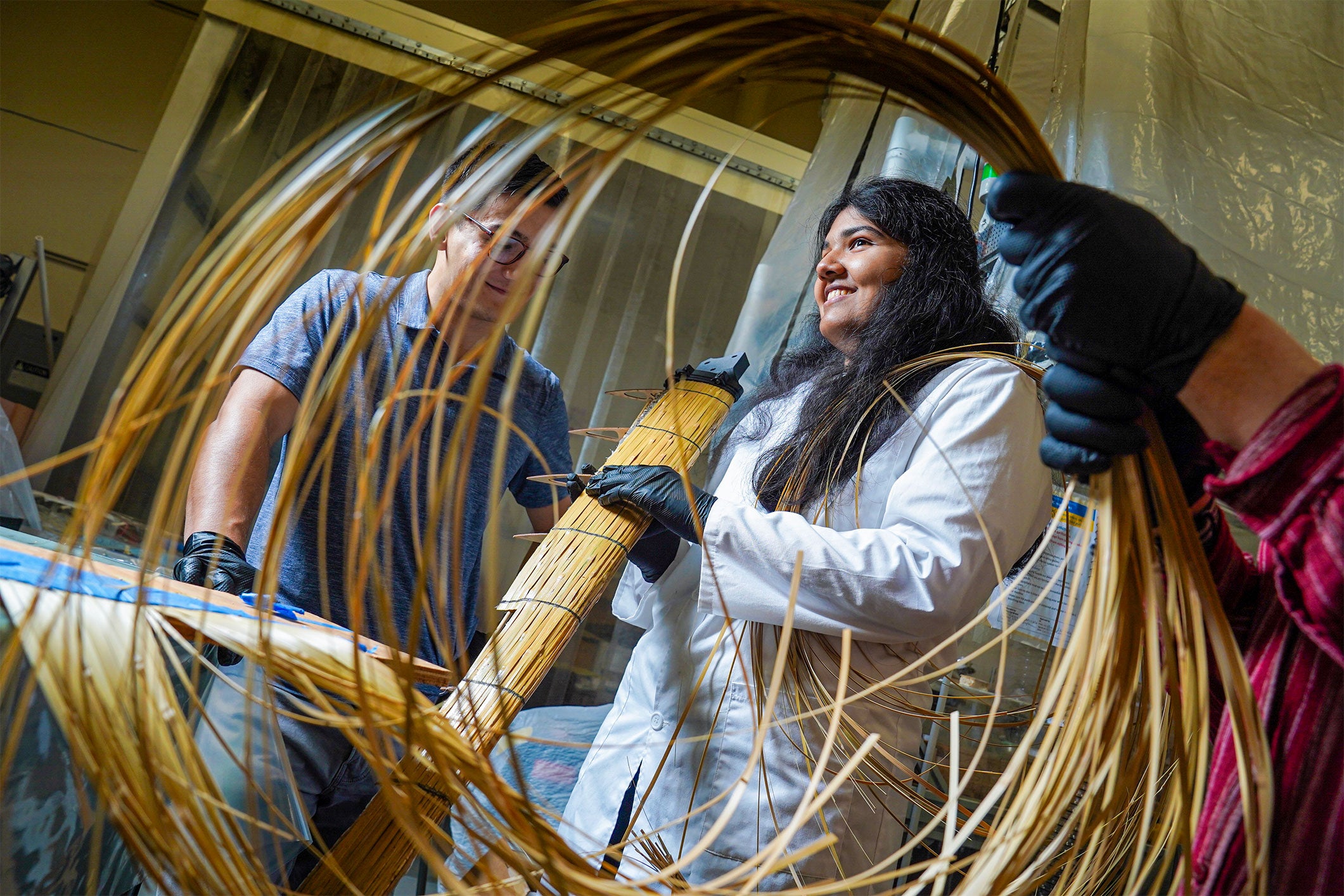 UC Davis students learn and preserve the age-old art of basket weaving, connecting with ancestral skills and traditions. (Karin Higgins/UC Davis)