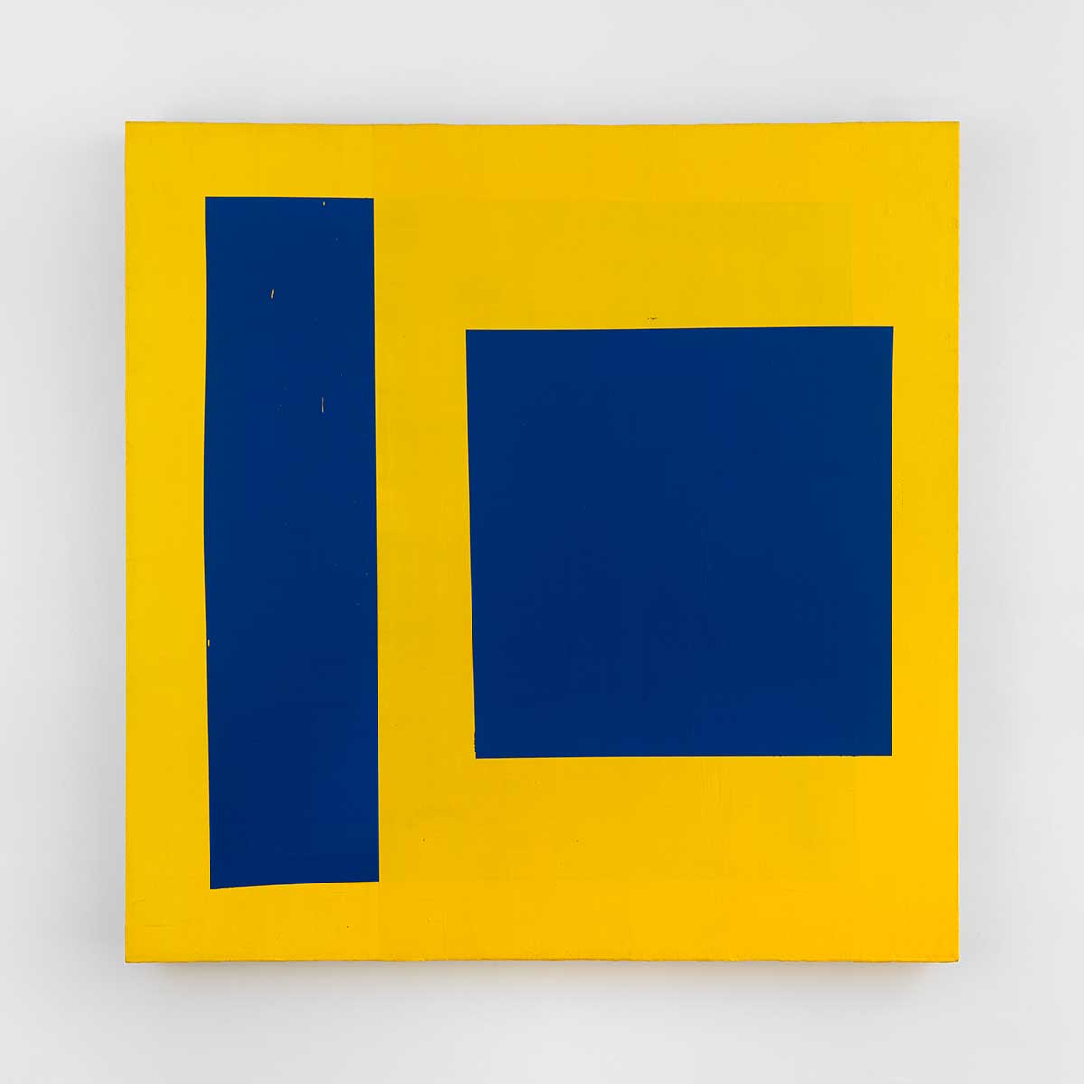 Blue rectangle and square on yellow background