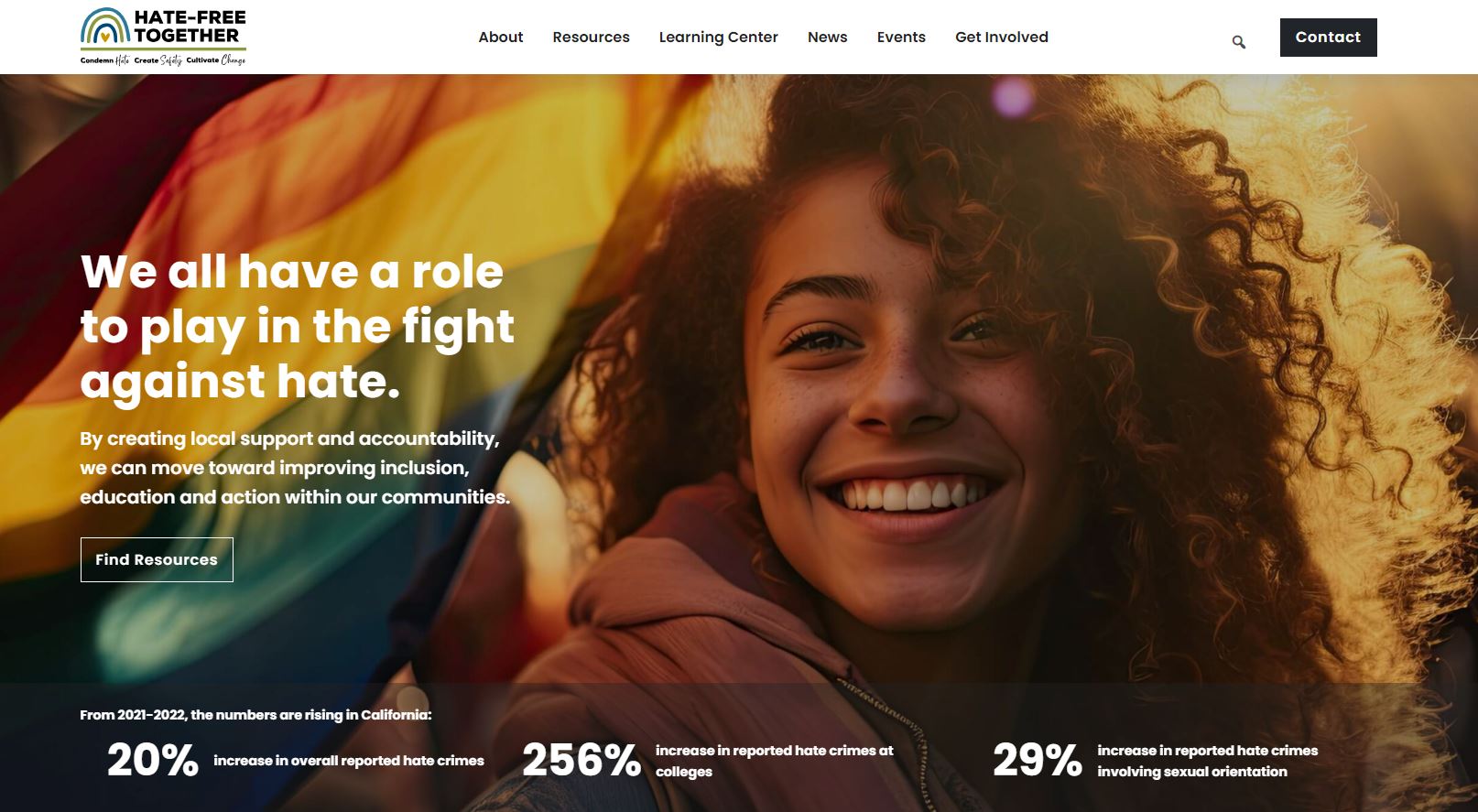 Screenshot of Hate-Free Together website