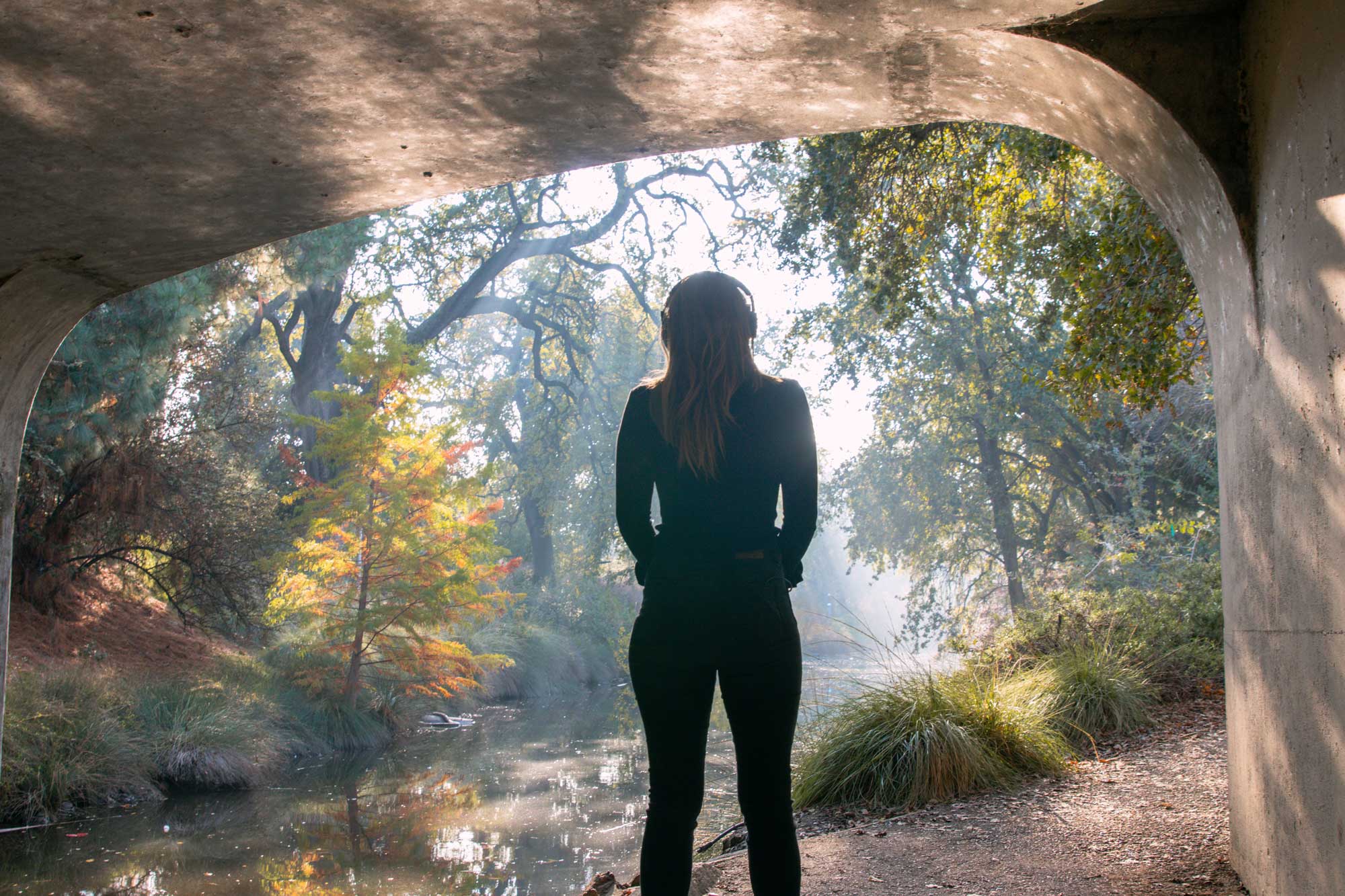 Woman in wilderness scene