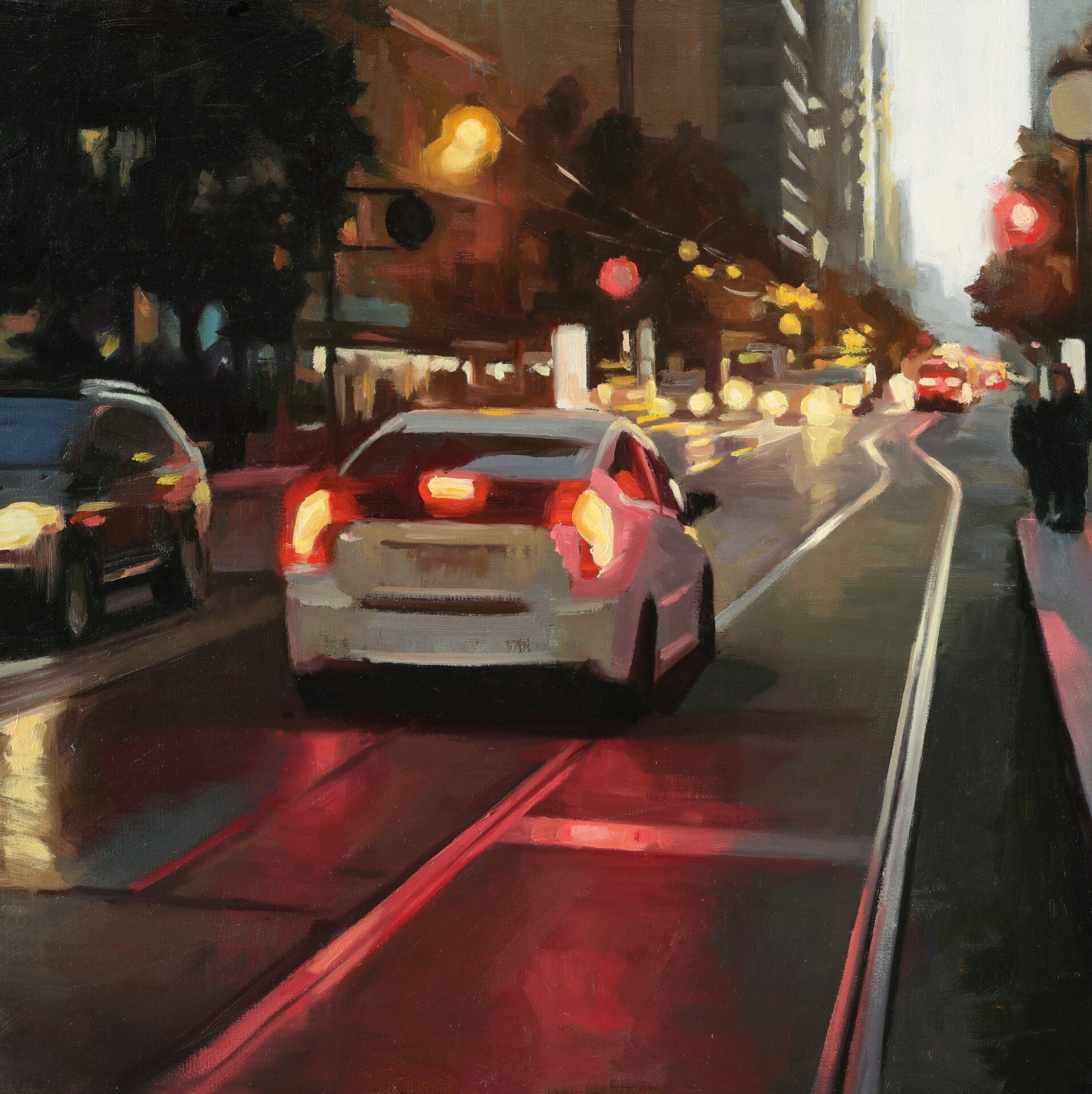 Painting of Prius in city