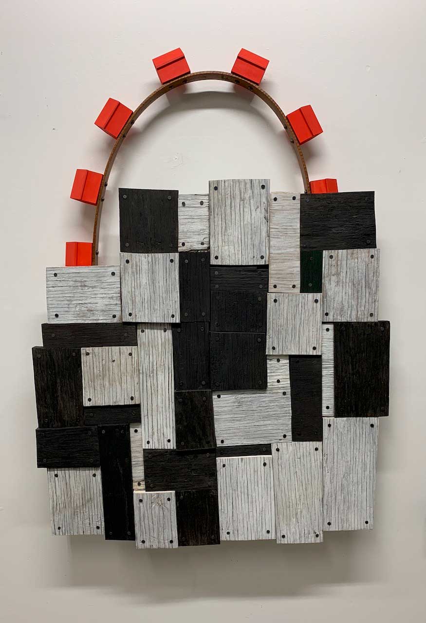 Red and black modern sculpture