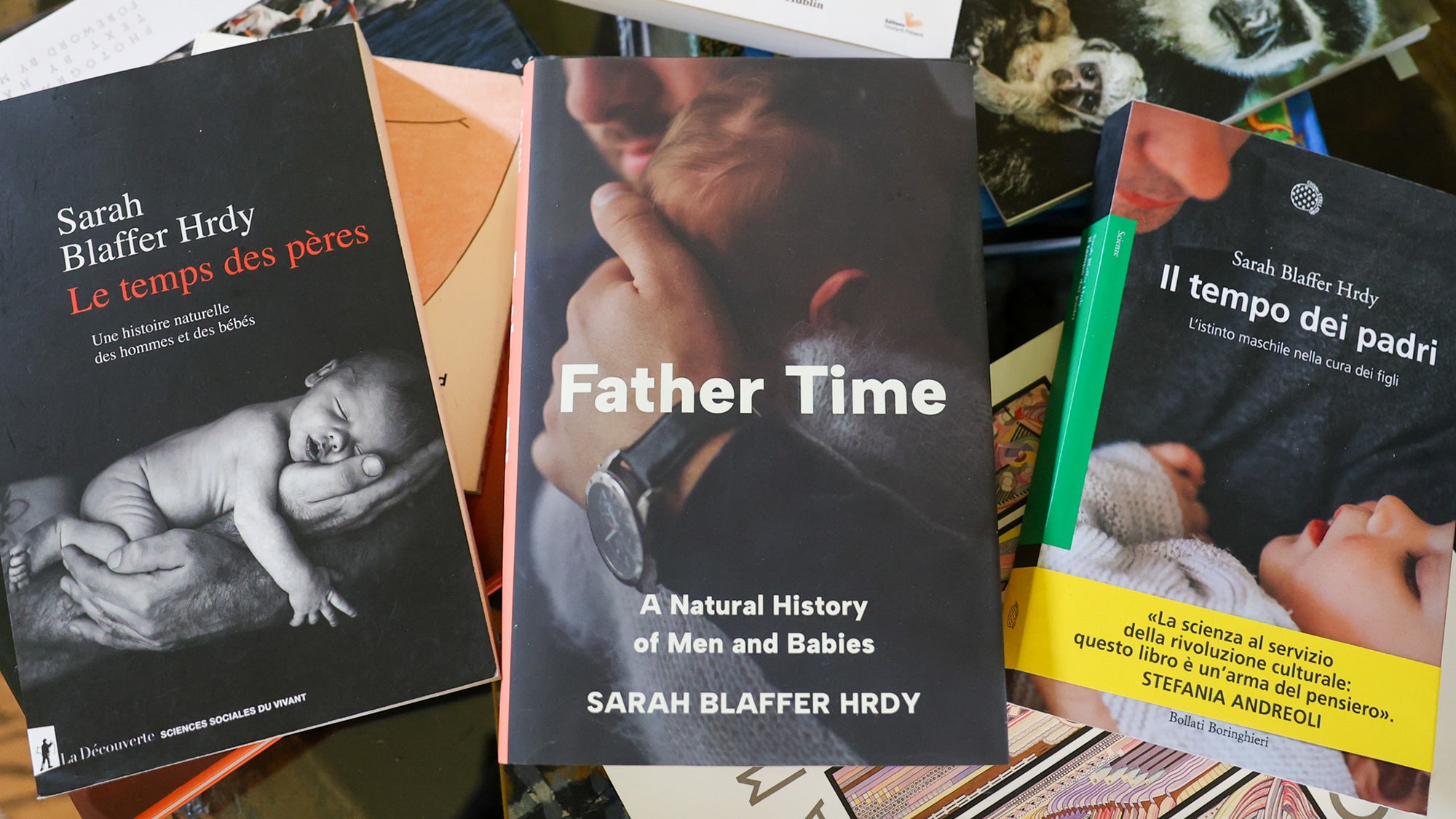 Books by Sarah Hrdy fanned out