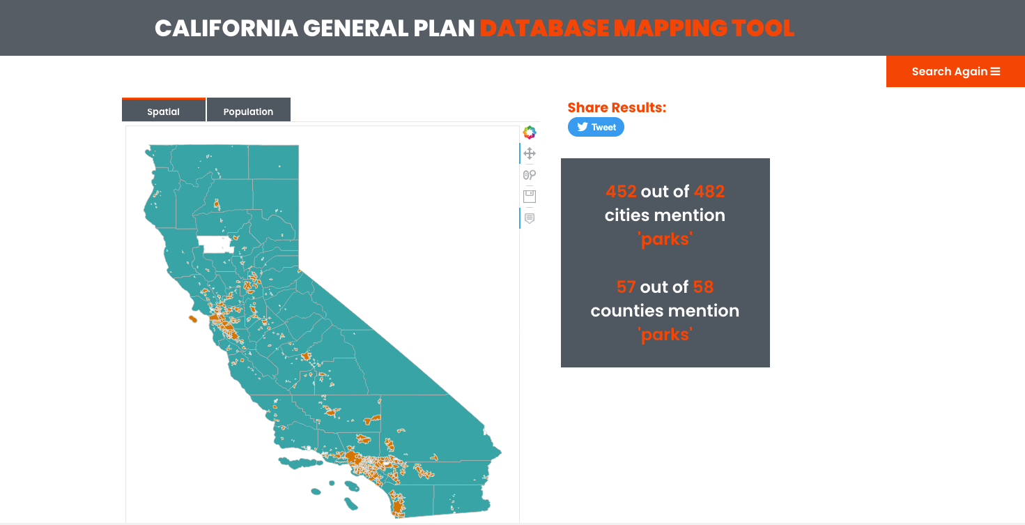 Database illustration showing California map