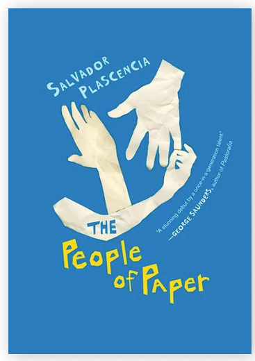 Blue cover of book with hands and arms drawn on in white