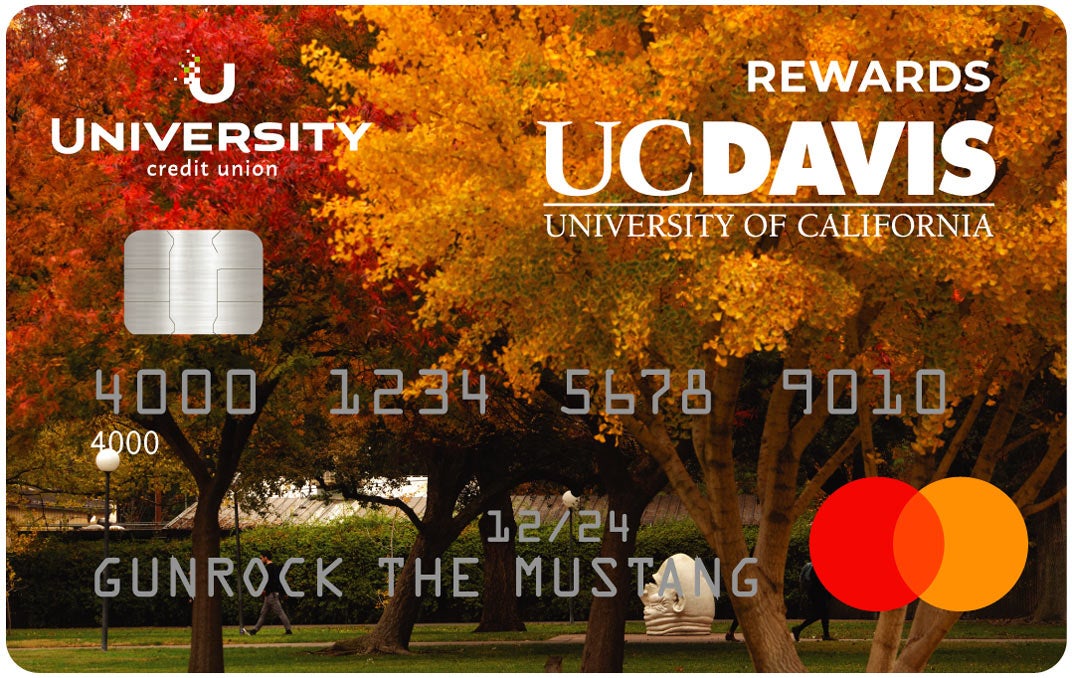 UC Davis Mastercard credit card with Mrak Mall image