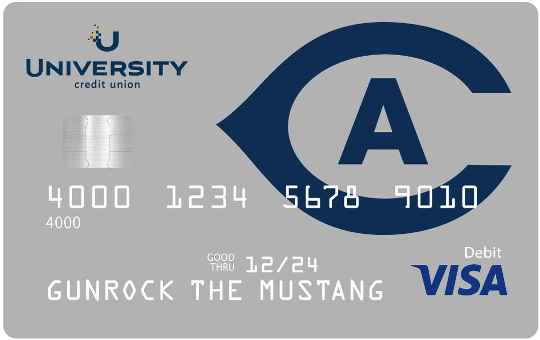 UC Davis Visa debit card with athletics "CA" logo