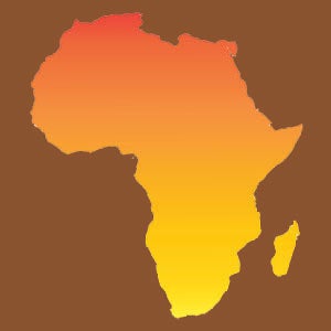 Graphic: Africa continent, orange on brown