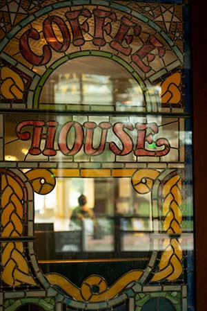 Coffee House stained glass window