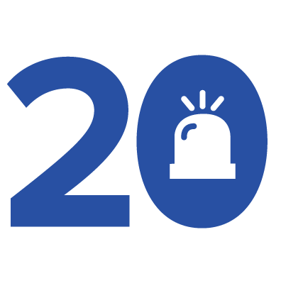 Factoid icon "20" with "flashing blue light" from emergency call station