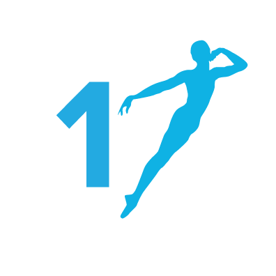 Factoid graphic: "17," with a dancer positioned as a 7