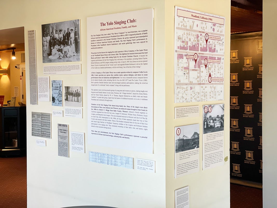 A history display at the Woodland Opera House