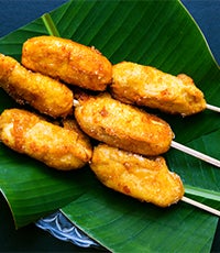 fried bananas on a stick