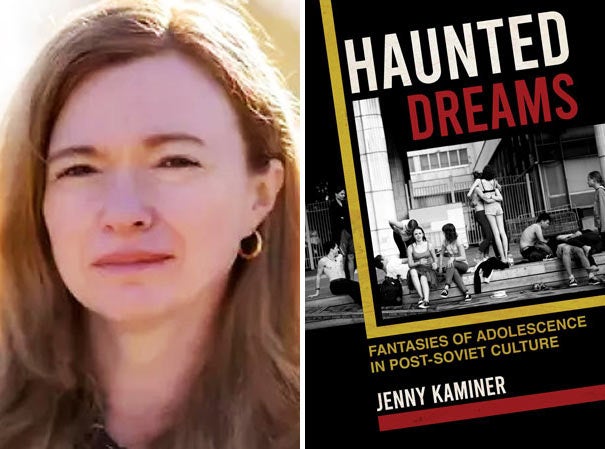 Jenny Kaminer, UC Davis faculty, and book cover "Haunted Dreams"