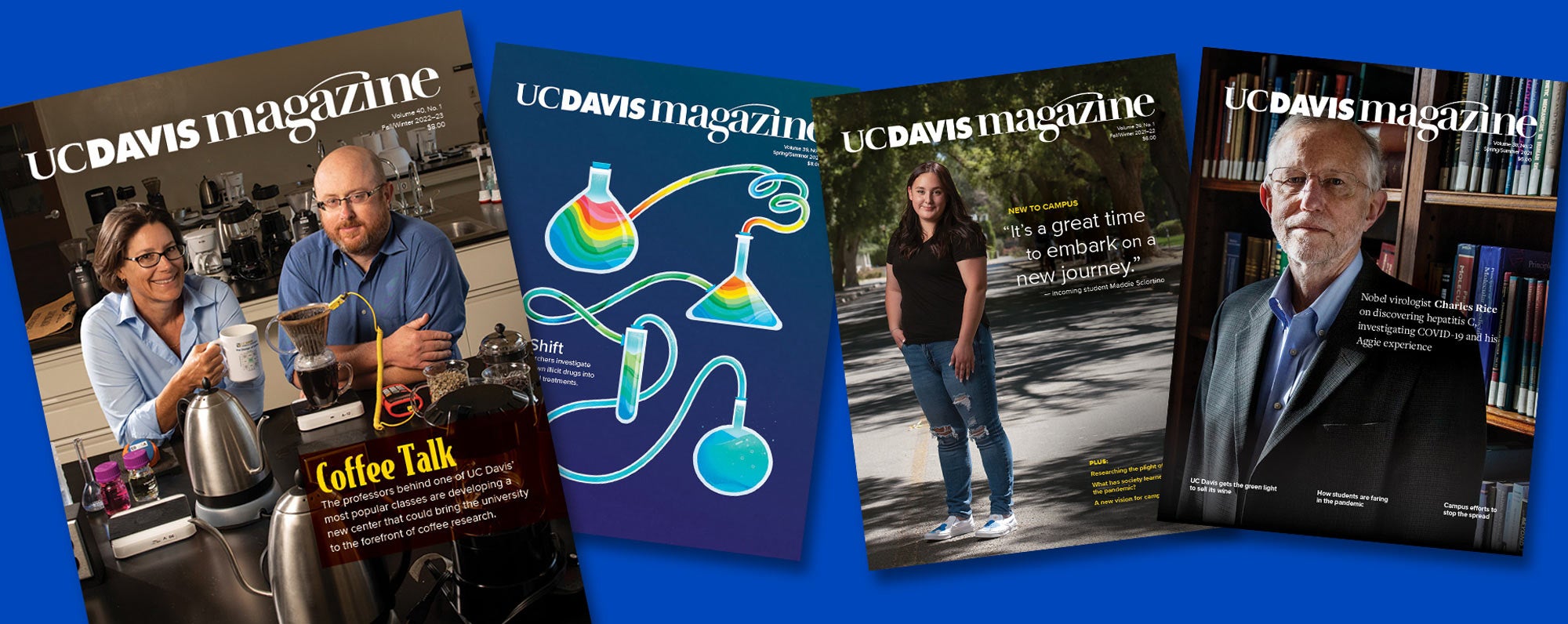 UC Davis Magazine covers (4), in collage