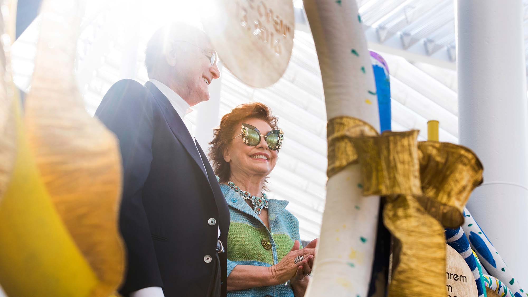 Maria Manetti Shrem stands with Jan Manetti at the grand opening for the Jan Shrem and Maria Manetti Shrem Museum of Art in 2016.