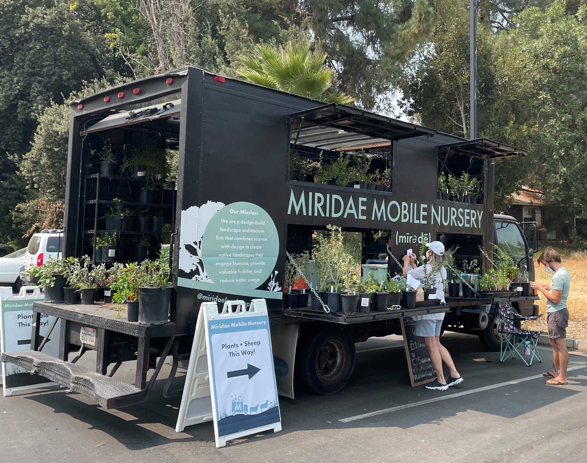 Mobile nursery on a truck.