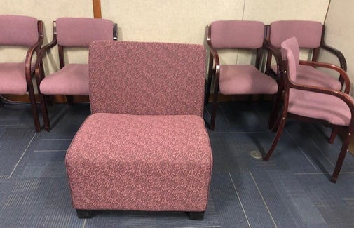Pinkish lounge chair, surplus furniture