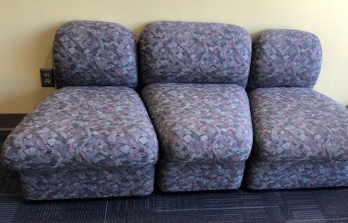 Purple lounge chairs, surplus furniture