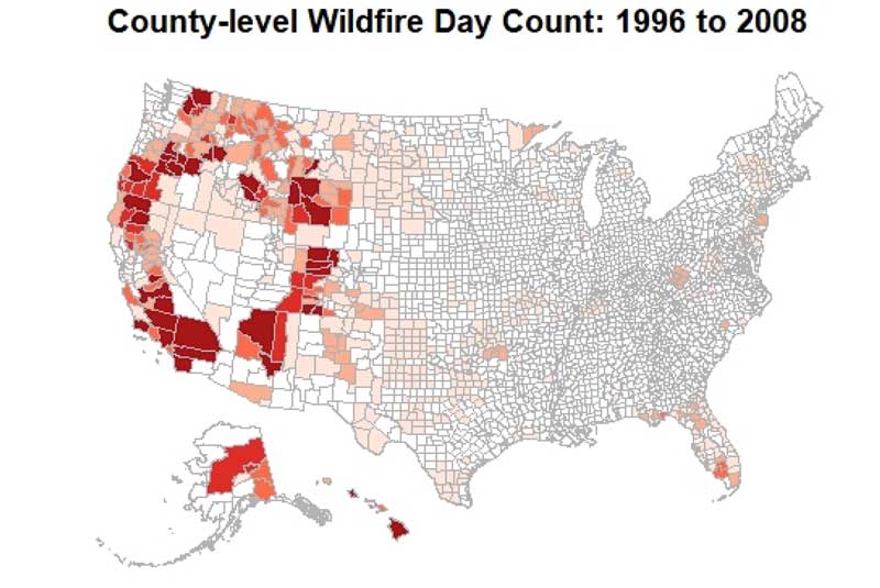 Map of fire risks in 1990s