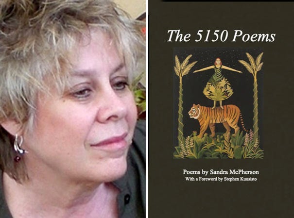 Sandra McPherson, UC Davis faculty, headshot, and book cover "The 5150 Poems"