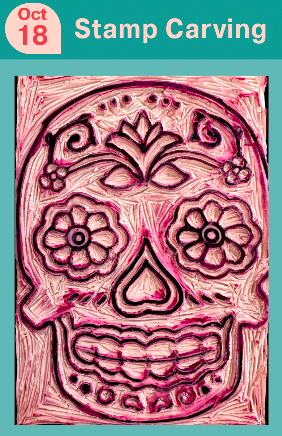 Illustration of skeleton stamp for Dia de Los Muertos
