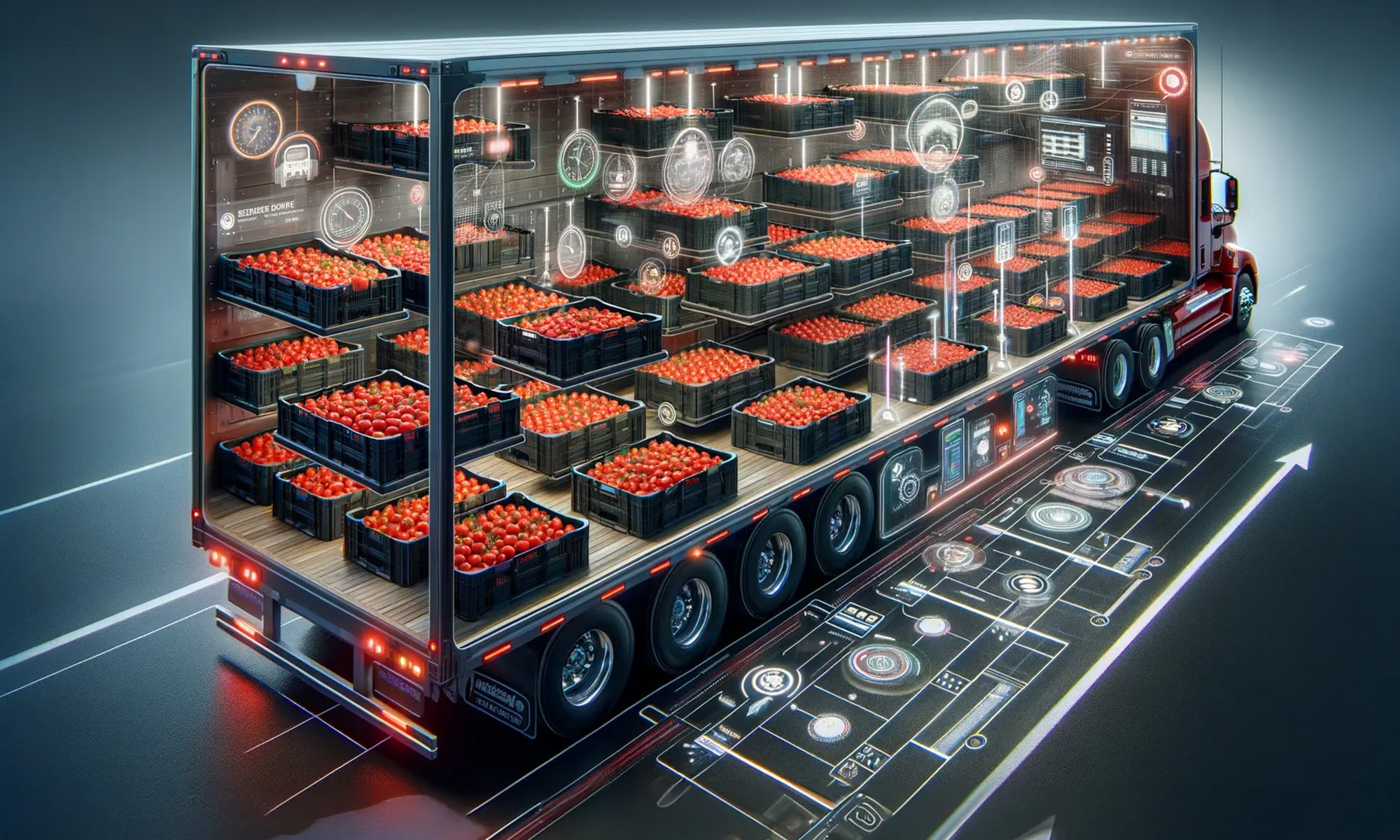 A hypothetical tomato truck using artificial intelligence