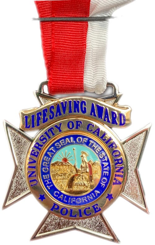 UC Lifesaving Medal with red-and-white ribbon