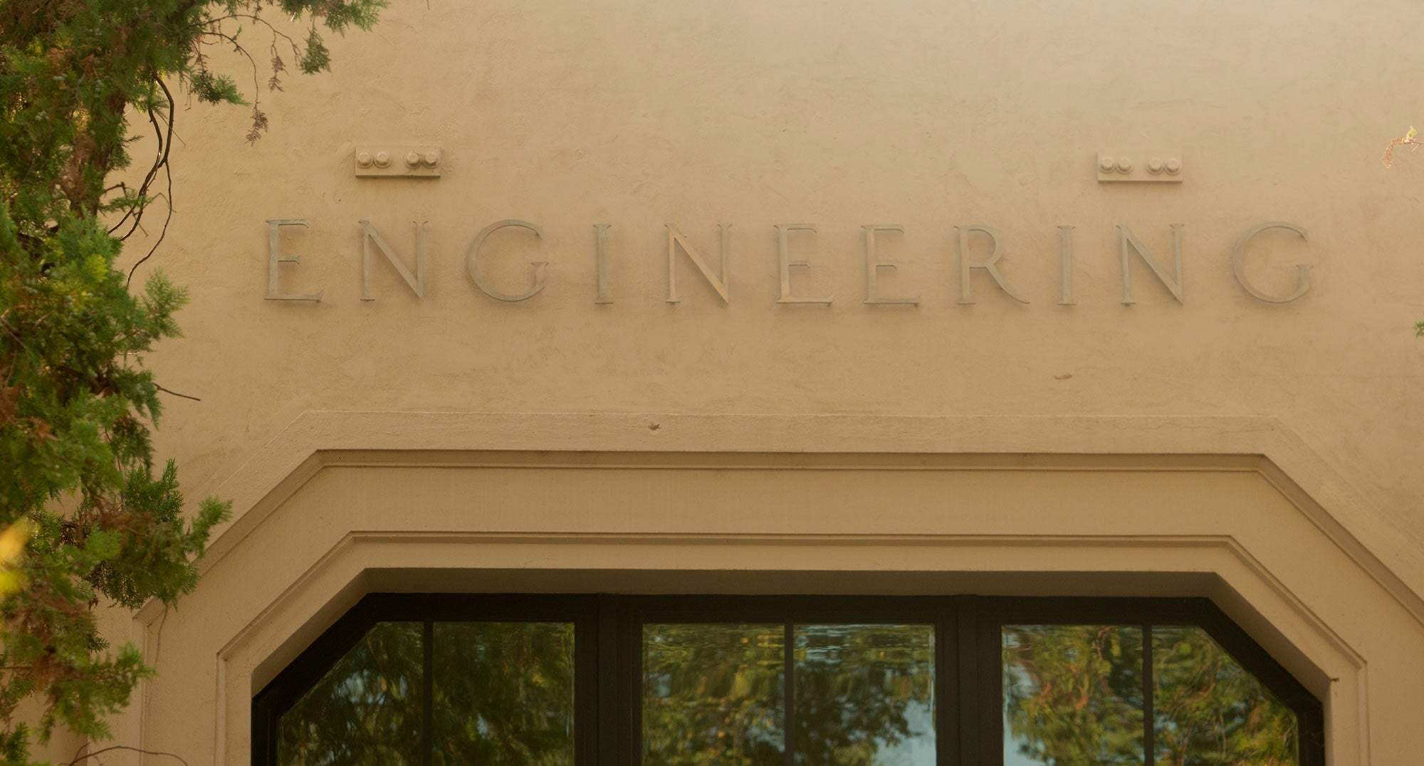 "Engineering" sign (individual letters attached to wall, above Walker Hall's main entrance