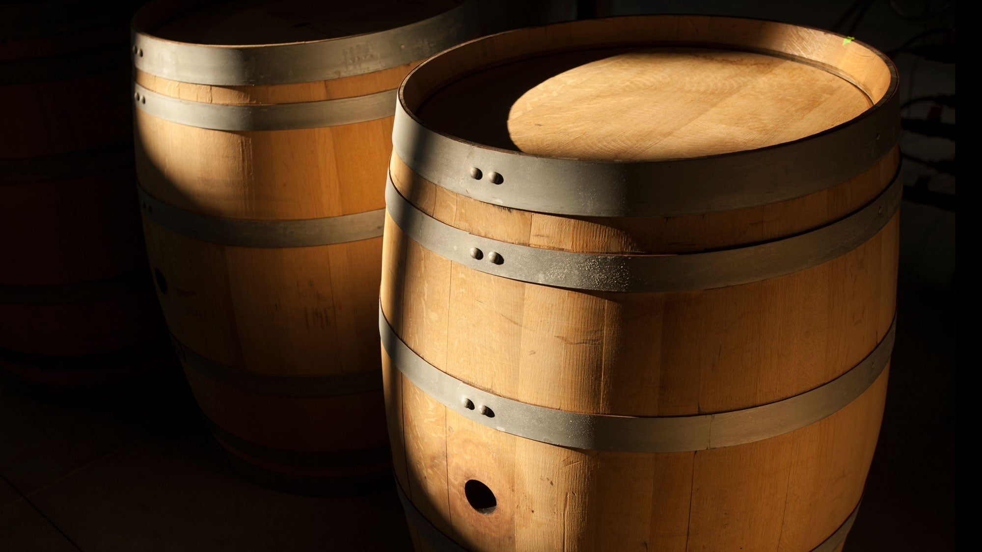 Wine barrels, standing on end
