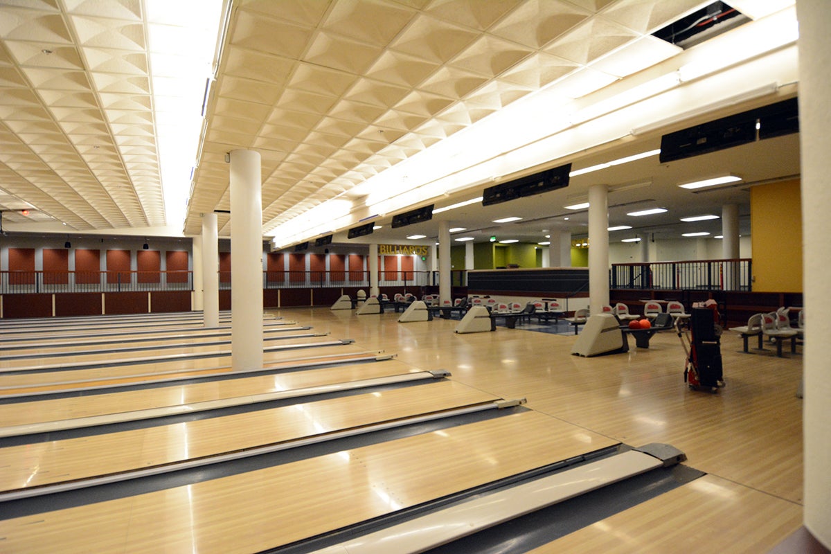 The bowling lanes in the basement of the Memorial Union.