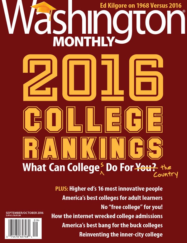  Washington Monthly 2016 College Rankings