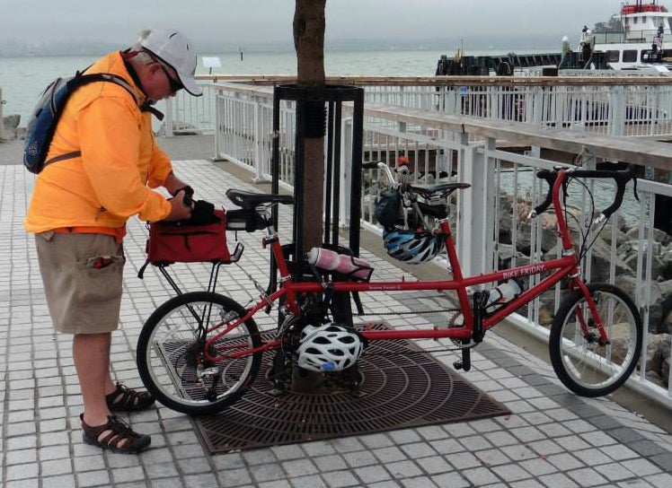 David Takemoto-Weerts with a tandem bicycle.