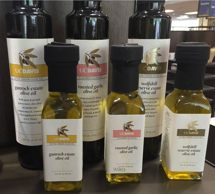 Six bottles of olive oil