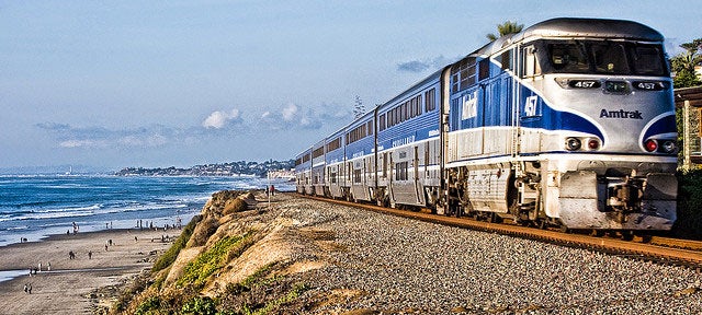 Amtrak's Pacific Surfliner train on coast
