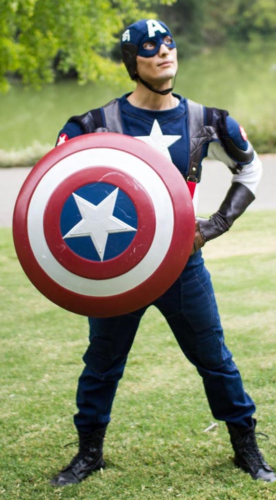 Man in Captain America costume