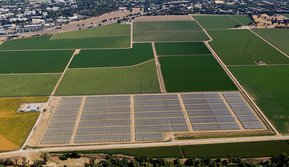 UC Davis solar farm, aerial view