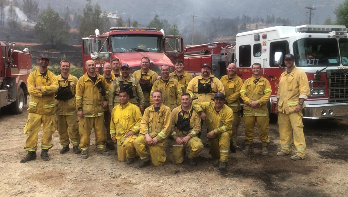 Firefighters pose for a photo in French Gulch.