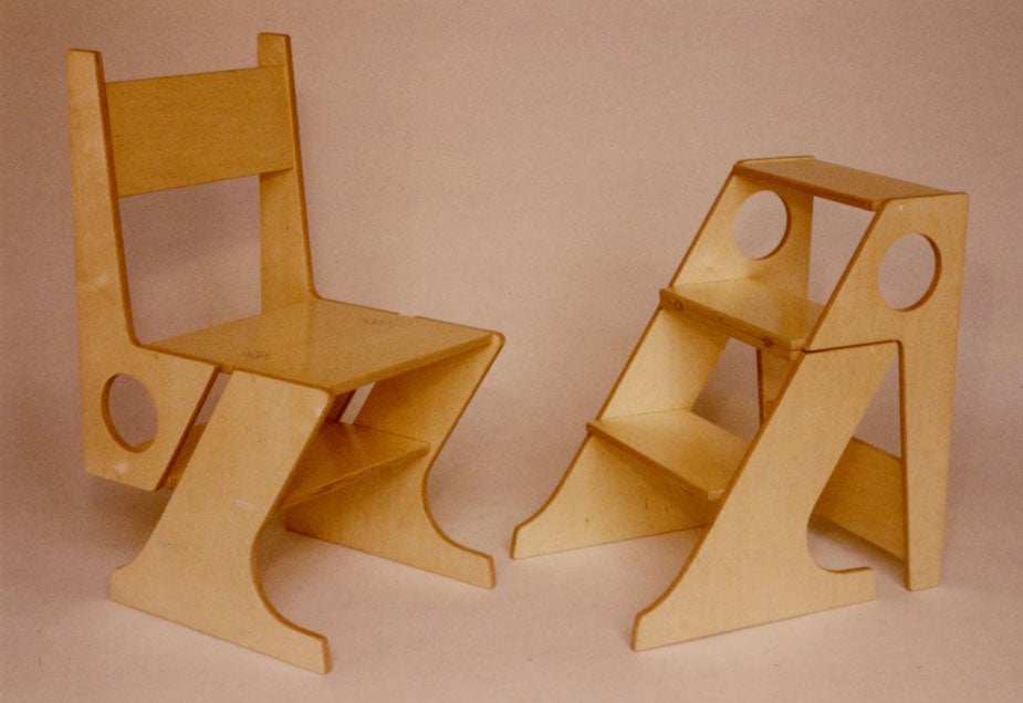  wood furniture shown in two positions