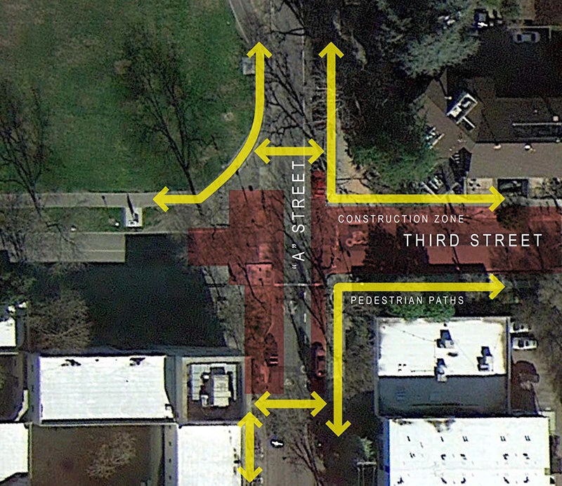Diagram of the Third Street construction in Davis