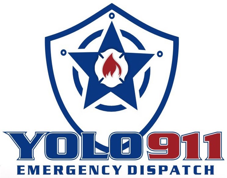 Yolo 911 logo, star with flame, within shield