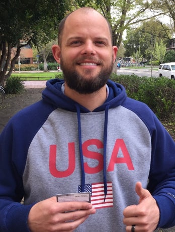 Aaron Jacobson in USA hoodie