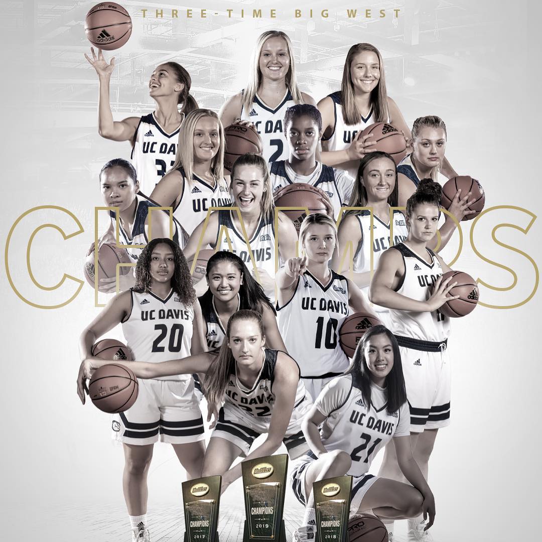 Women's basketball team with text that reads "Champs"
