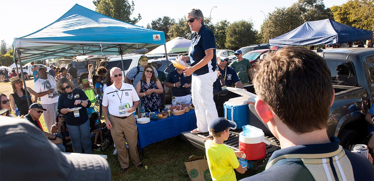 Kelly Ratliff at a tailgating event.